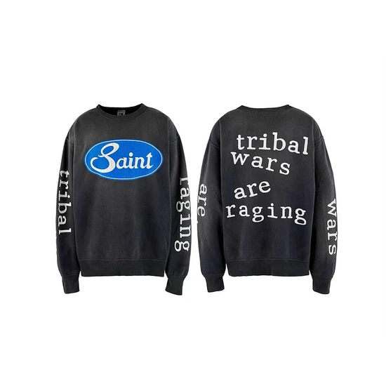 Saint Michael Logo Crew Neck Sweatshirt チャコール セイント マイケル ロゴ クルーネック スウェットシャツ チャコール