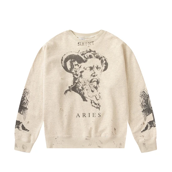 Saint Michael Logo Crew Neck Sweatshirt オートミール セント マイケル ロゴ クルーネック スウェットシャツ オートミール