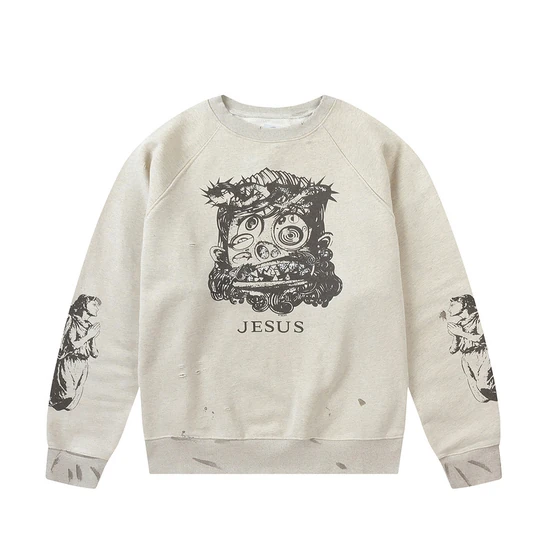 Saint Michael Logo Crew Neck Sweatshirt オフホワイト セイント マイケル ロゴ クルーネック スウェットシャツ オフホワイト