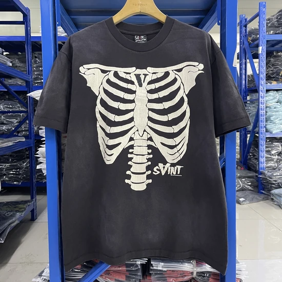 Saint Michael Skeleton Logo T-Shirt チャコール セイント マイケル スケルトン ロゴ Tシャツ チャコール