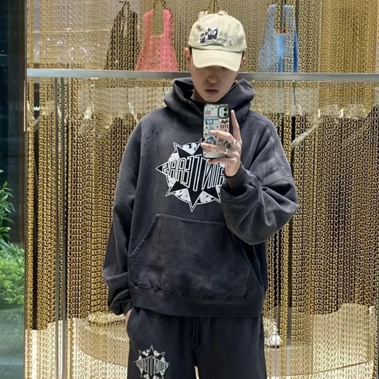 Saint Michael Logo Hoodie チャコール セイント マイケル ロゴ パーカー チャコール
