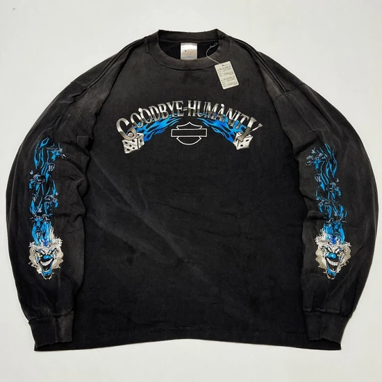 Saint Michael Logo Long Sleeve T-Shirt チャコール セイント マイケル ロゴ ロング スリーブ Tシャツ チャコール