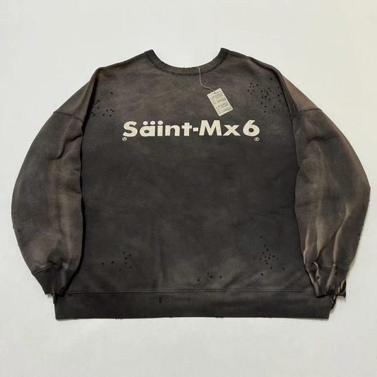 Saint Michael Logo Crew Neck Sweatshirt チャコール セイント マイケル ロゴ クルーネック スウェットシャツ チャコール