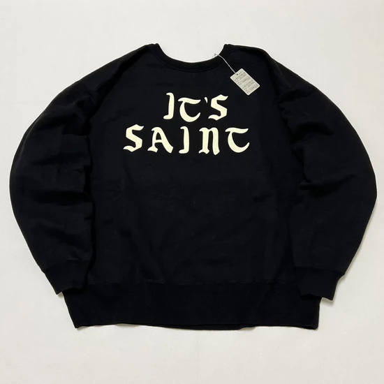 Saint Michael Logo Crew Neck Sweatshirt ブラック セント マイケル ロゴ クルーネック スウェットシャツ ブラック