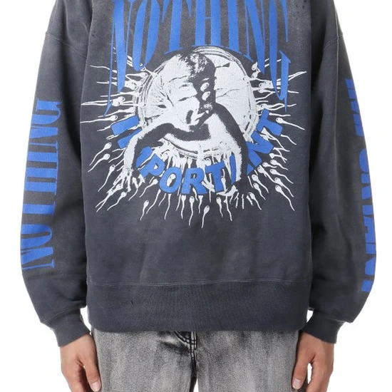 Saint Michael Logo Graphic Crew Neck Sweatshirt チャコール セイント マイケル ロゴ グラフィック クルーネック スウェットシャツ チャコール