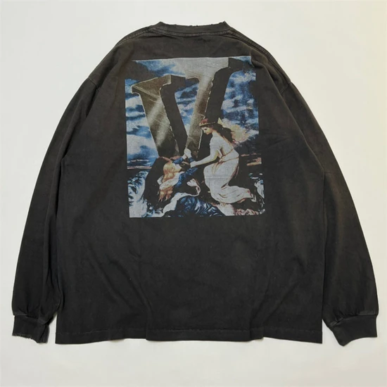 Saint Michael x Vlone Logo Graphic Long Sleeve T-Shirt チャコール セイント マイケル × ヴィーロン ロゴ グラフィック ロング スリーブ Tシャツ チャコール