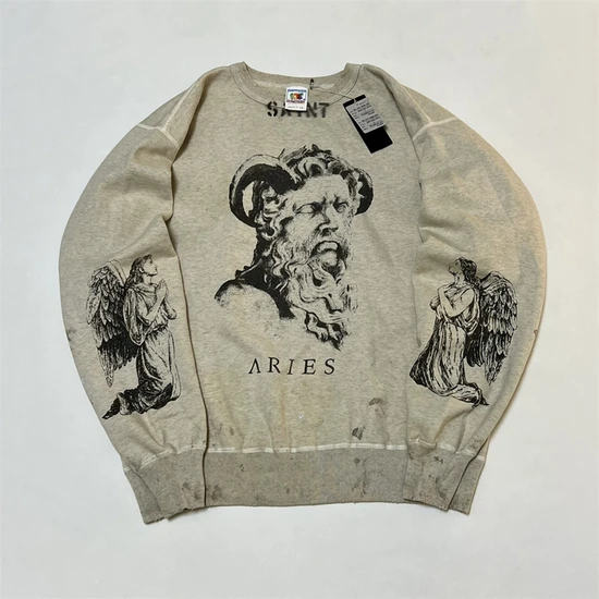 Saint Michael Logo Crew Neck Sweatshirt ヘザー セント マイケル ロゴ クルーネック スウェットシャツ ヘザー