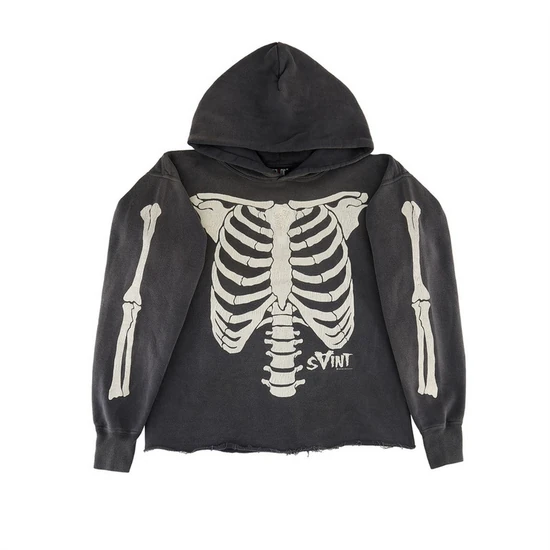 Saint Michael Skeleton Logo Hoodie チャコール セイント マイケル スケルトン ロゴ パーカー チャコール