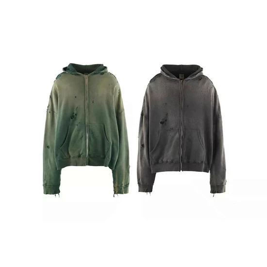Saint Michael Distressed Zip-Up Hoodie セイント マイケル ディストレスド ジップアップ パーカー