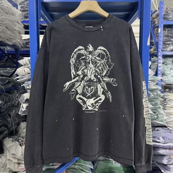 Saint Michael Baphomet Graphic Long Sleeve T-Shirt セント マイケル バフォメット グラフィック ロング スリーブ Tシャツ