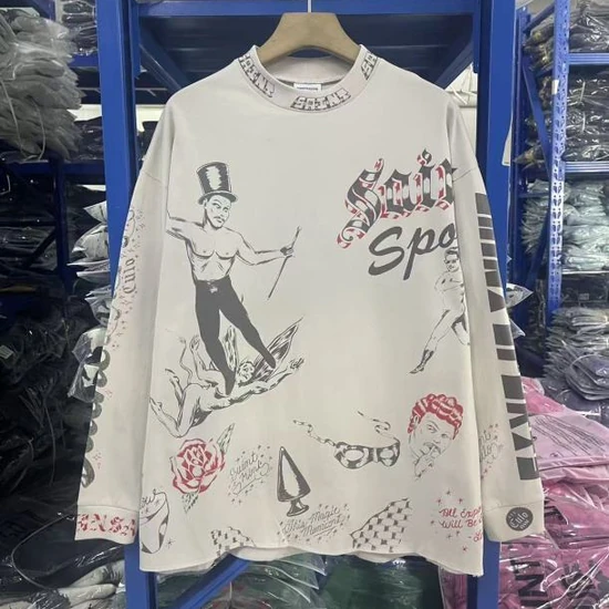 Saint Michael Logo Allover Print Long Sleeve T-Shirt セイント マイケル ロゴ オールオーバー プリント ロングスリーブ Tシャツ