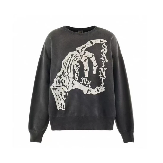 Saint Michael Logo Distressed Crew Neck Sweatshirt セント マイケル ロゴ ディストレスド クルーネック スウェットシャツ