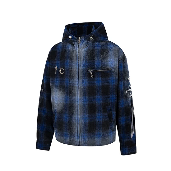 Thug Club Logo Check Zip-Up Hoodie サグ クラブ ロゴ チェック ジップアップ パーカー