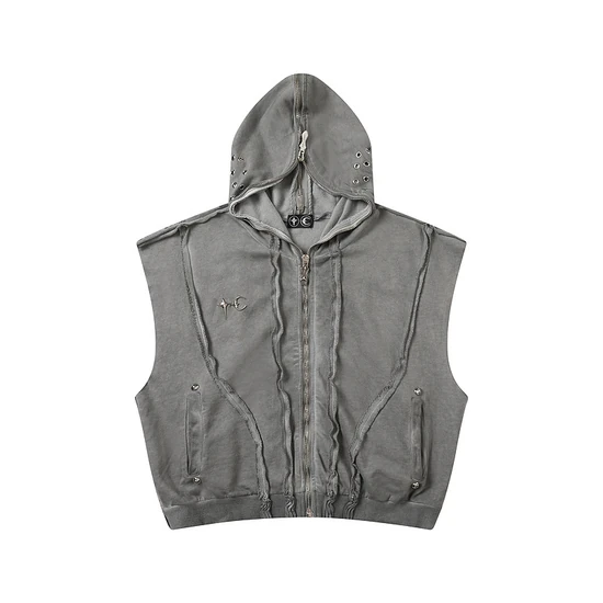 Thug Club Eyelets Logo Zip-Up Hoodie Vest サグ クラブ アイレット ロゴ ジップアップ パーカー ベスト