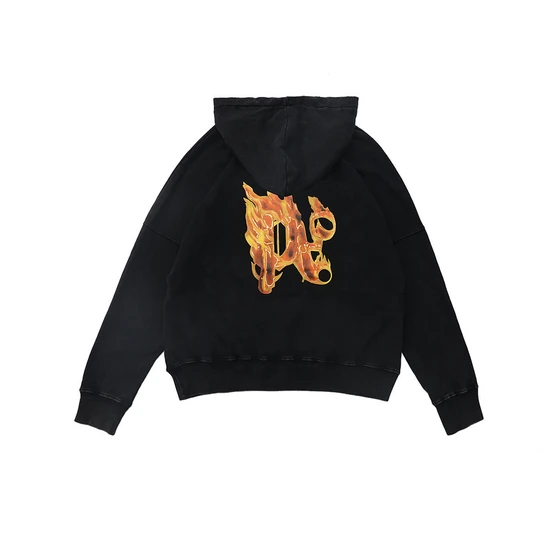 Palm Angels Logo Flame Graphic Zip-Up Hoodie パーム エンジェルス ロゴ フレーム グラフィック ジップアップ パーカー