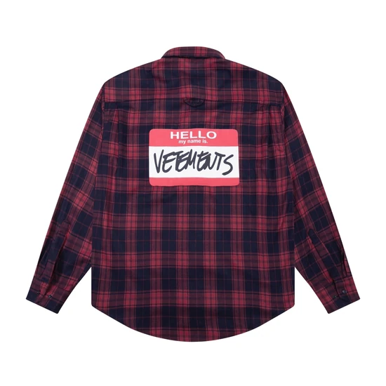 Vetements Logo Check Plaid Long Sleeve Button-Up Shirt ヴェトモン ロゴ チェック プレイド ロングスリーブ ボタンアップ シャツ