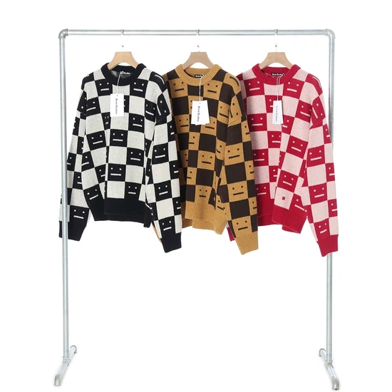 Acne Studios Check Logo Crew Neck Sweater アクネ ストゥディオズ チェック ロゴ クルーネック セーター