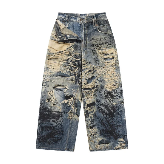 Acne Studios Graffiti Print Distressed Jeans アクネ ストゥディオズ グラフィティ プリント ディストレスド ジーンズ