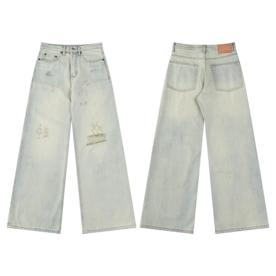 Acne Studios Distressed Distressed Wide-Leg Jeans アクネ ストゥディオズ ディストレスド ディストレスド ワイド レッグ ジーンズ