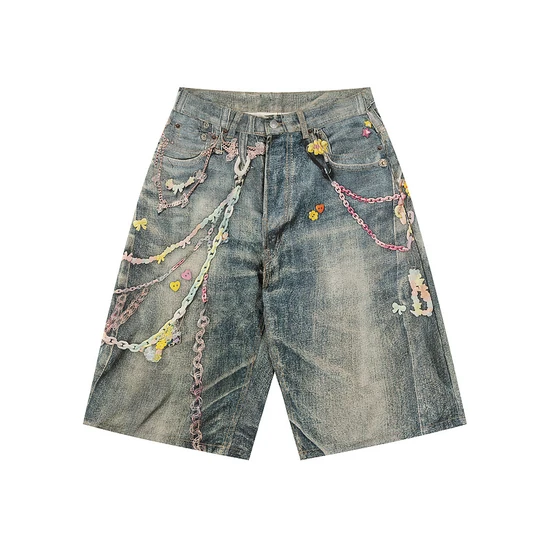 Acne Studios Logo Chain Embellishments Denim Shorts アクネ ストゥディオズ ロゴ チェーン エンベリッシュメント デニム ショーツ