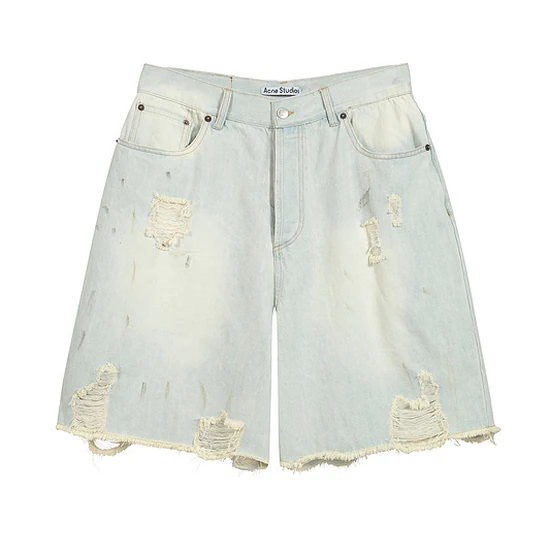 Acne Studios Logo Ripped Distressed Denim Shorts アクネ ストゥディオズ ロゴ リップド ディストレスド デニム ショーツ