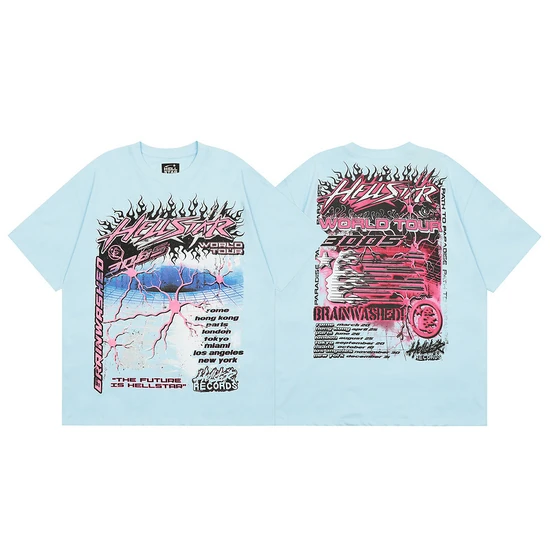 Hellstar Logo World Tour Graphic Crew Neck T-Shirt ヘルスター ロゴ ワールド ツアー グラフィック クルーネック Tシャツ