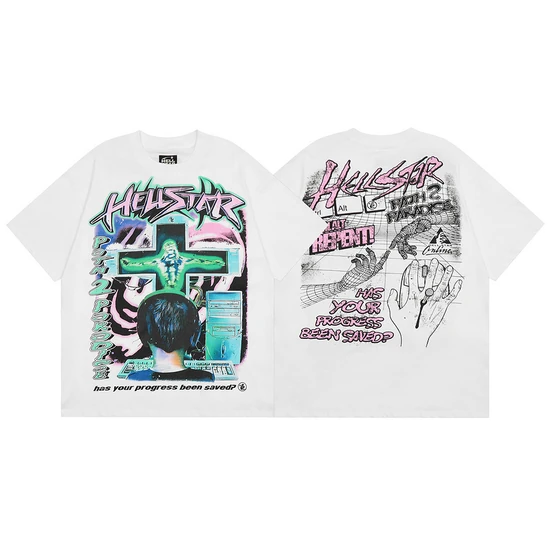 Hellstar Graphic Print Crew Neck T-Shirt ヘルスター グラフィック プリント クルーネック Tシャツ