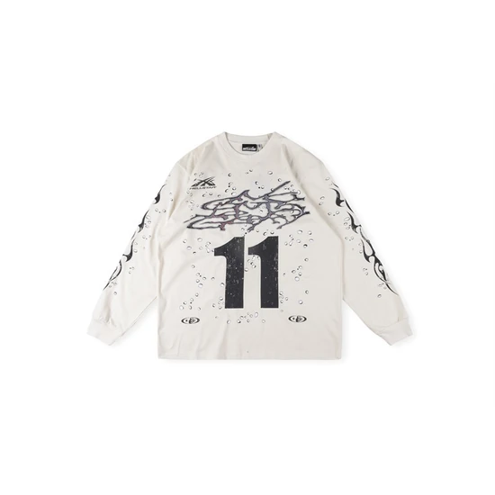 Hellstar Number 11 Graphic with Flame Motif Long Sleeve T-Shirt ヘルスター ナンバー 11 グラフィック ウィズ フレイム モチーフ ロングスリーブ Tシャツ