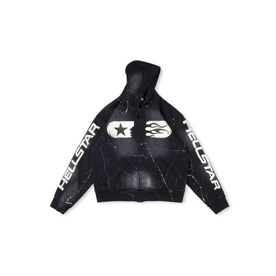 Hellstar Star and Flame Graphic Zip-Up Hoodie ヘルスター スター アンド フレイム グラフィック ジップアップ パーカー