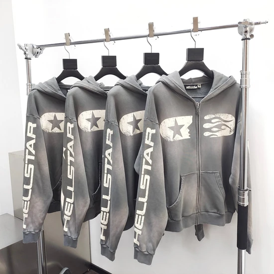 Hellstar Star and Flame Graphic Zip-Up Hoodie ヘルスター スター アンド フレーム グラフィック ジップアップ パーカー