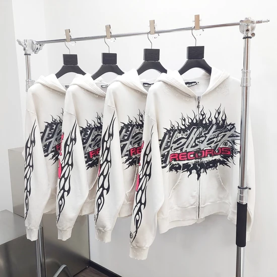 Hellstar Flame Graphic with Star Zip-Up Hoodie ヘルスター フレイム グラフィック ウィズ スター ジップアップ パーカー