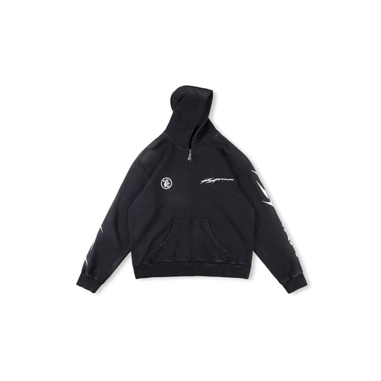 Hellstar Face Graphic Flame Zip-Up Hoodie ヘルスター フェイス グラフィック フレイム ジップアップ パーカー