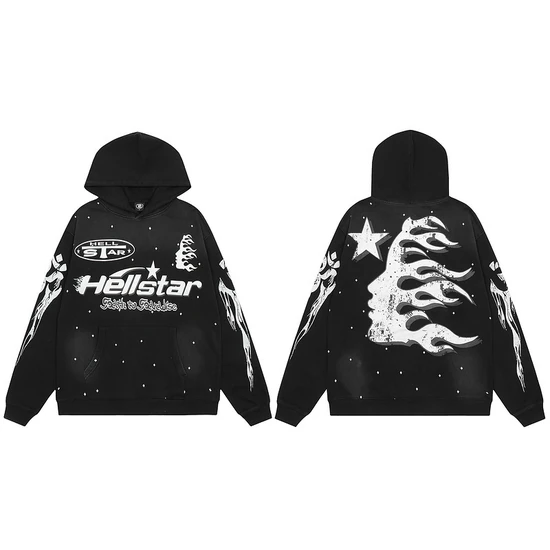 Hellstar Logo Flames Star Zip-Up Hoodie ヘルスター ロゴ フレイムス スター ジップアップ パーカー