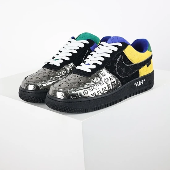 Louis Vuitton × Nike Air Force 1 Low by Virgil Abloh Silver & Multi Color Patch Work ルイヴィトン × ナイキ エアフォース1 ロー バイ ヴァージル・アブロー シルバー & マルチカラー パッチワーク